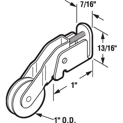 Roller Assembly with 1 Inch Steel Wheel for Sliding Screen Door