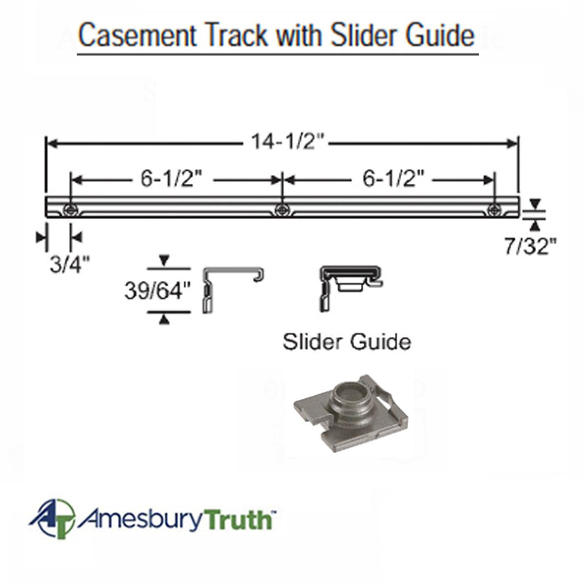 Truth 11576.00.0520 Maxim Encore Casement Track and Slider Guide - Stainless Steel