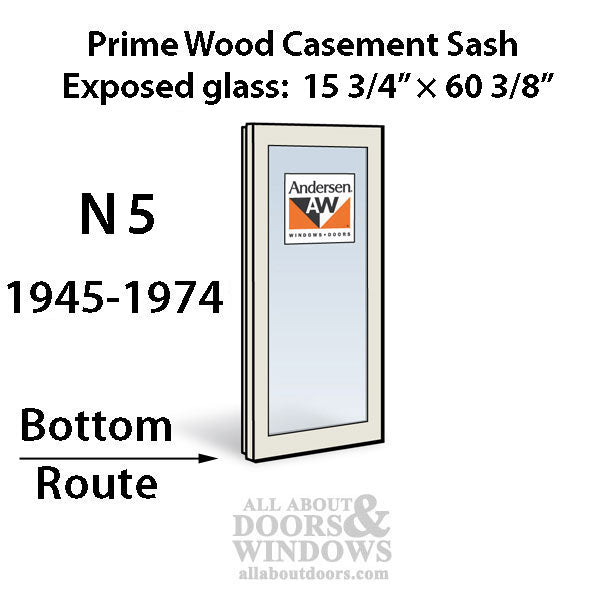 Andersen Dual Pane Sash, N5 Route Primed Casement 1945-1974