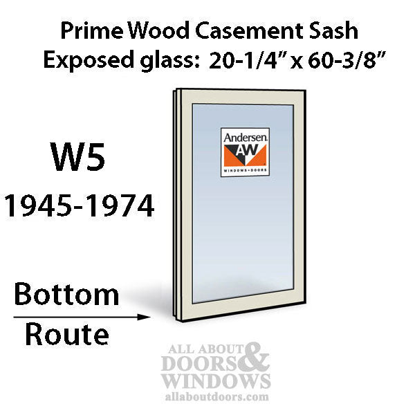 Andersen Dual Pane Sash, W5 Routed Primed Casement 1945-1974