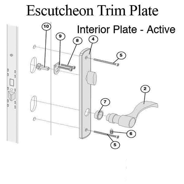 Newbury Escutcheon Trim Plate, Active Interior Panel, Andersen Hinged Door - Antique Brass