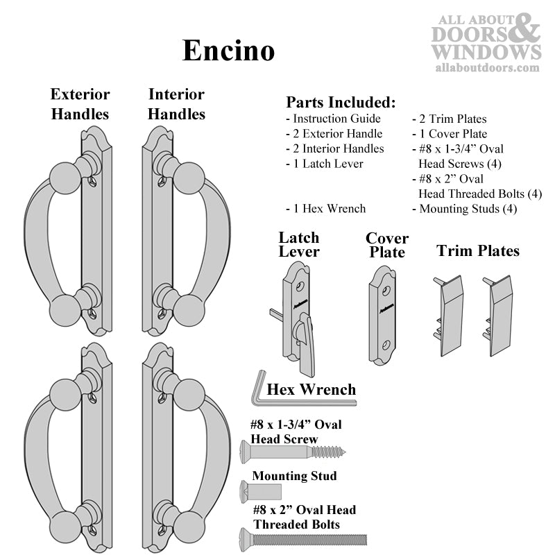 Andersen Frenchwood Gliding Door Trim Encino, 4 Panel Interior & Exterior - Distressed Bronze