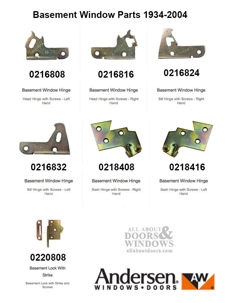 Head Hinge - Left 7205-1, Andersen Basement / Utility window