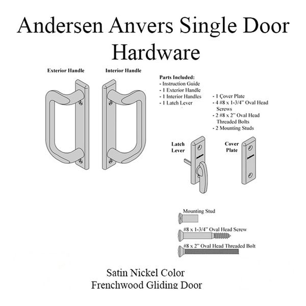 Andersen Frenchwood Gliding Door Trim Anvers 2 Panel Interior & Exterior, Brushed/Satin Nickel