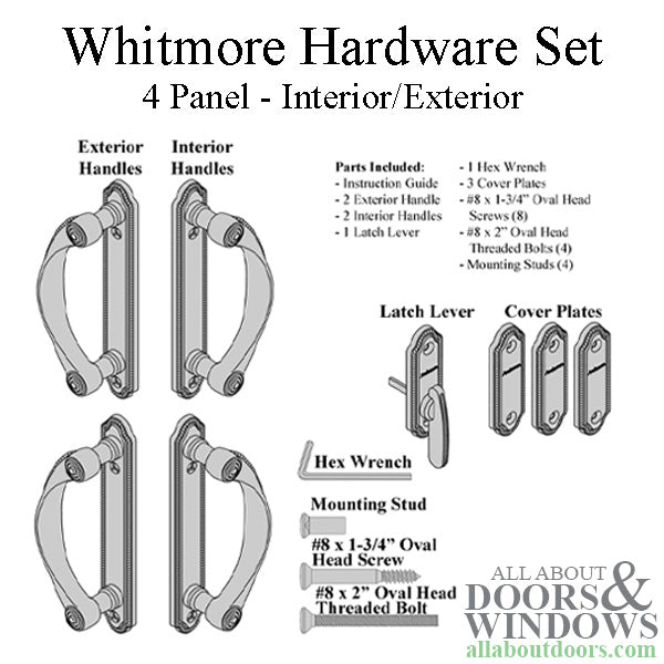 Andersen 4-Panel Gliding Door Interior/Exterior Trim Whitmore Hardware Set - Oil-Rubbed Bronze