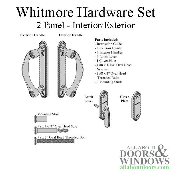 Andersen 2-Panel Gliding Door Interior/Exterior Trim Whitmore Hardware Set - Oil-Rubbed Bronze