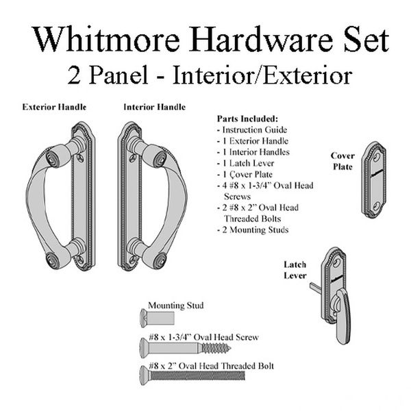 Andersen Whitmore 2-Panel Gliding Door Interior/Exterior Trim Hardware - Bright Brass