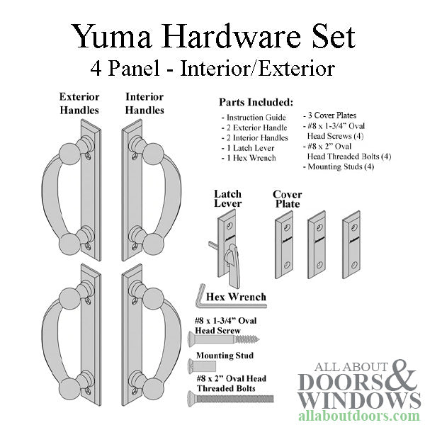Andersen Yuma 4-Panel Gliding Door Interior/Exterior Trim Hardware - Distressed Nickel