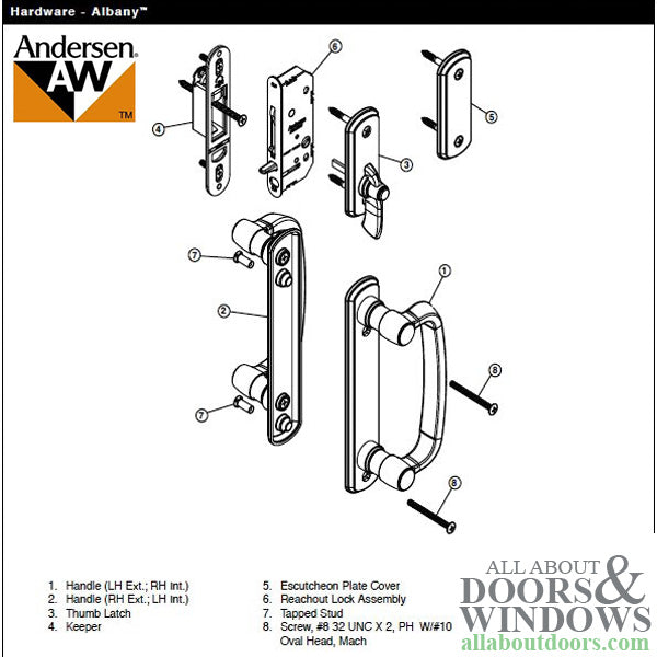 Andersen Frenchwood Gliding Doors - Thumb Latch - Albany - I