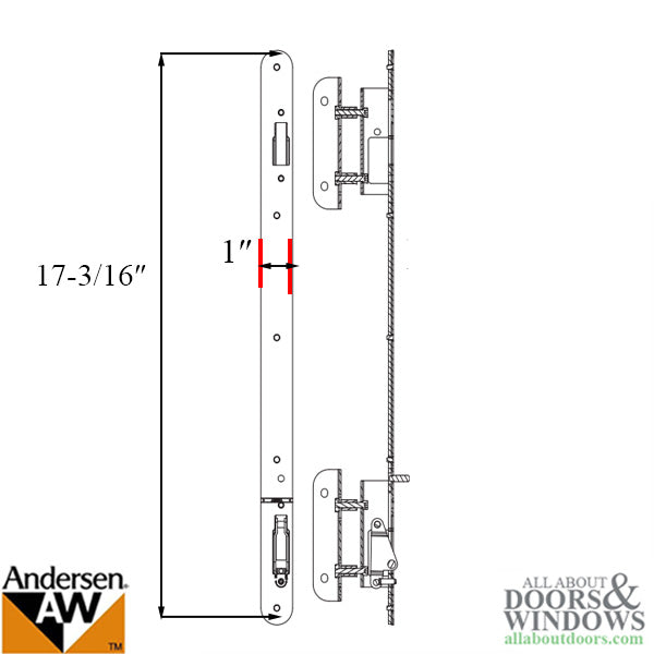 Andersen A-Series Passive Multipoint Lock Receiver For 4 Panel Sliding Doors