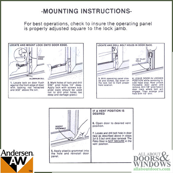 Andersen Auxiliary Foot Bolt Lock for Frenchwood Gliding DooAndersen Auxiliary Foot Bolt Lock for Frenchwood Gliding Door - Brushed Chrome