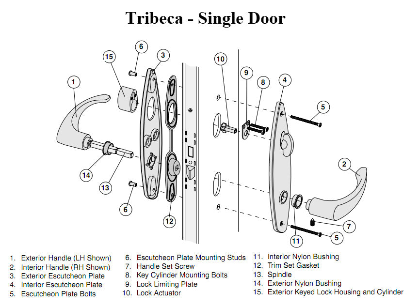 Andersen Tribeca Hardware Kit - Active Single Door, Non-Keyed - White