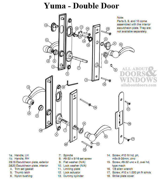 Andersen Yuma Double Door Hardware Kit - Distressed Nickel