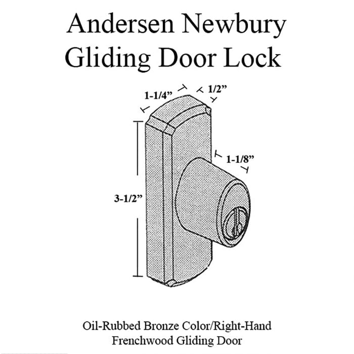 Andersen Frenchwood Gliding Door Hardware, Newbury/Lock Assembly w/keys - Oil Rubbed Bronze - RH - BLEMISHED