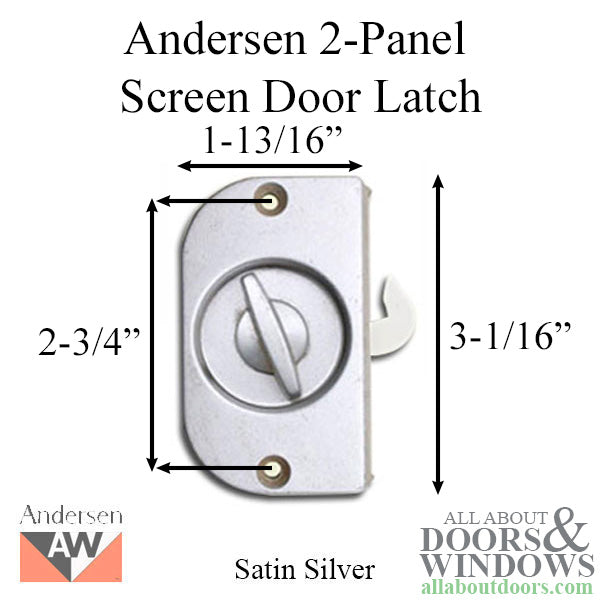 Blemished Andersen 2 Panel Patio Door Screen Latch / Lock - Satin Silver