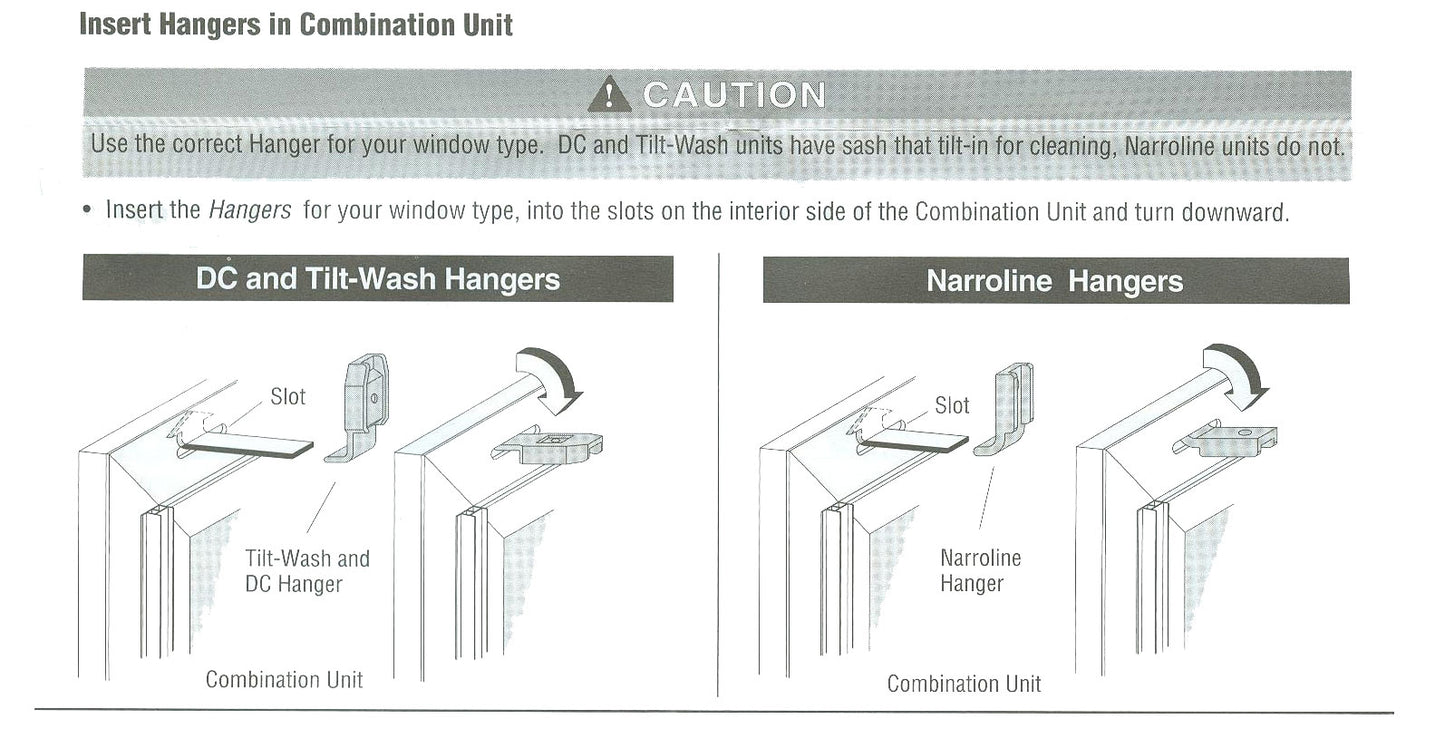 Andersen Hinge Clip Package - Narroline, Woodwright, Tilt-Wash Combination Storm Windows - Gray