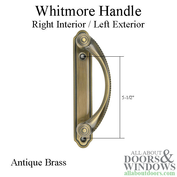 Andersen Whitmore Gliding Door Handle - Right Interior/Left Exterior - Antique Brass