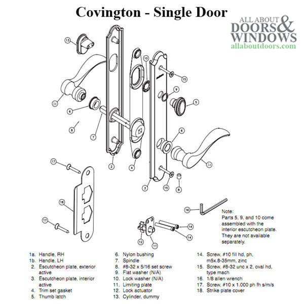 Andersen Handle Set, Single Door, Covington, Active Door