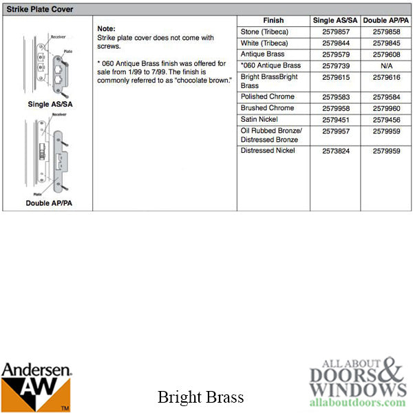 Andersen Strike Plate Cover, Active Door - Bright Brass