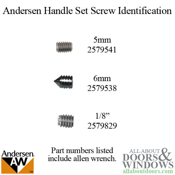 Set Screw w/ Wrench, 5mm Andersen Pre-1990