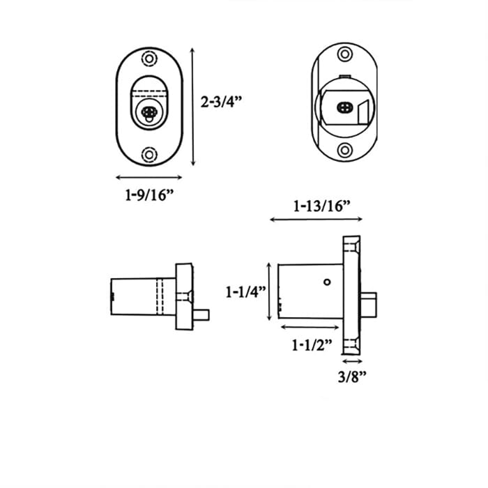 Andersen Perma-Shield 3-Panel Gliding Door Exterior Lock w/ Keys, 6 Pin - Stone