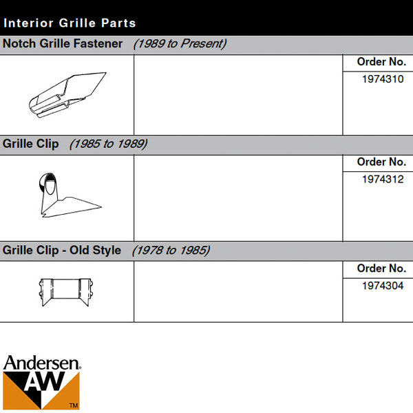 Andersen Grille Fastener, Old Style