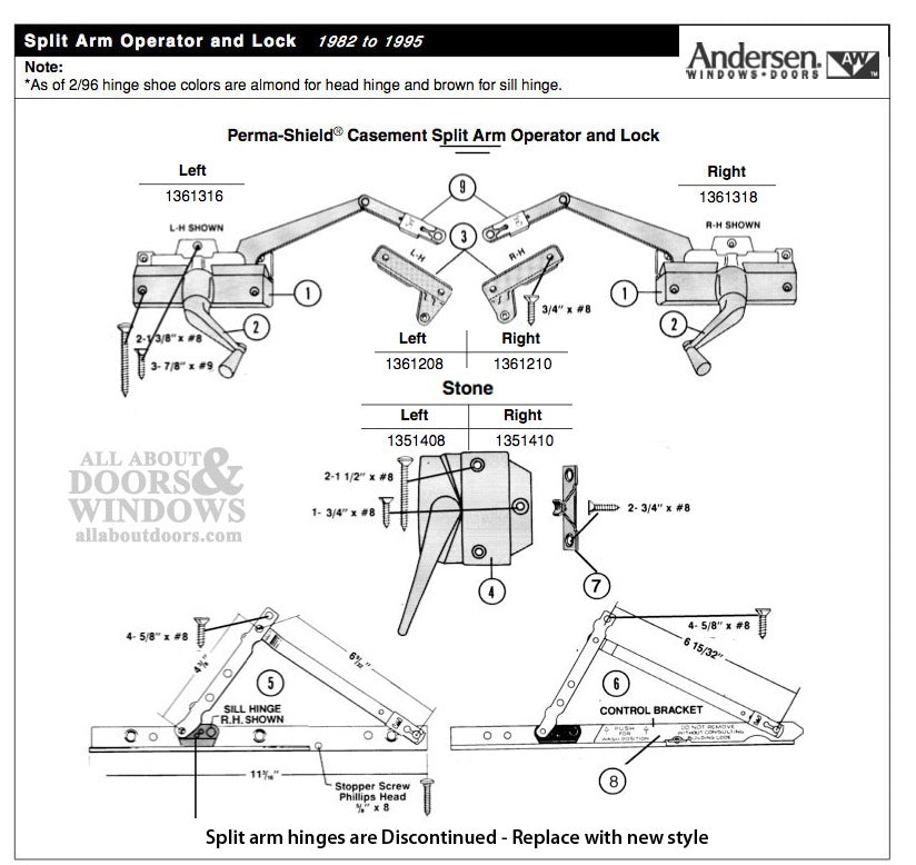 Andersen Window - Operator, Casement, Wood, Split Arm, PSC,
