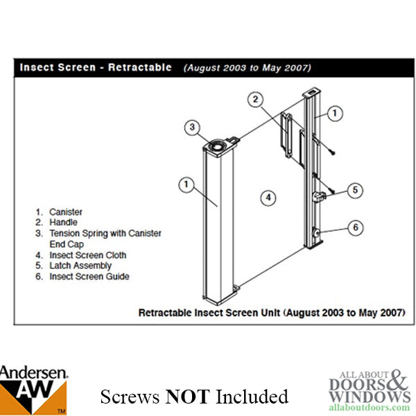 Andersen Retractable Insect Screen Exterior Handle, August 2