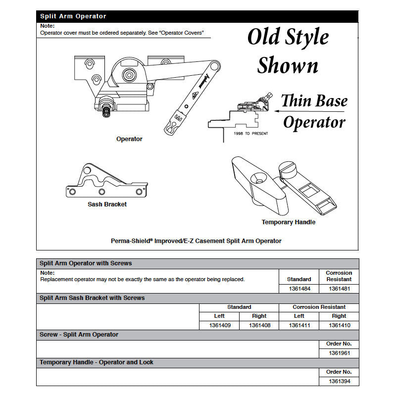 Andersen Operator, E-Z Corrosion Resistant Non-handed Univer