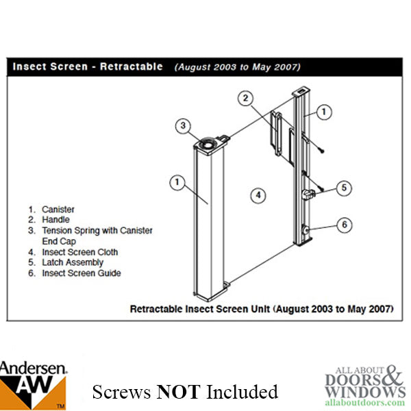 Andersen Retractable Insect Screen Exterior Handle, August 2