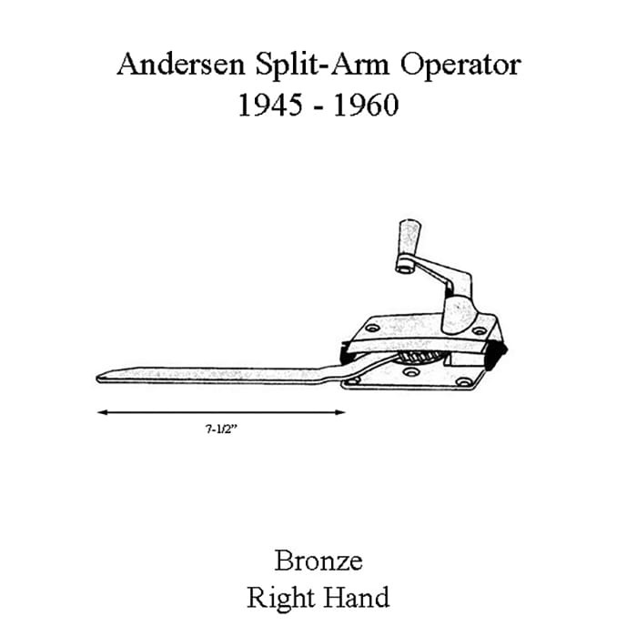 Andersen Right Hand Operator, 7-1/2 Inch Arm with Round Shoe - Bronze