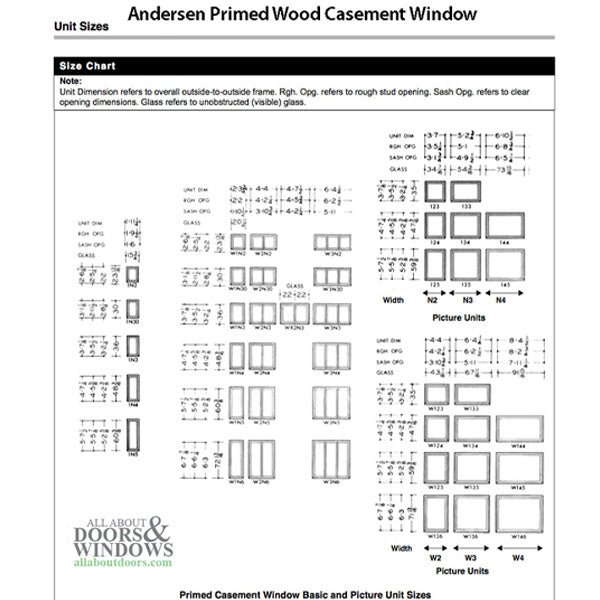 Andersen Primed Casement Window Dual Pane Sash, 1945-1974