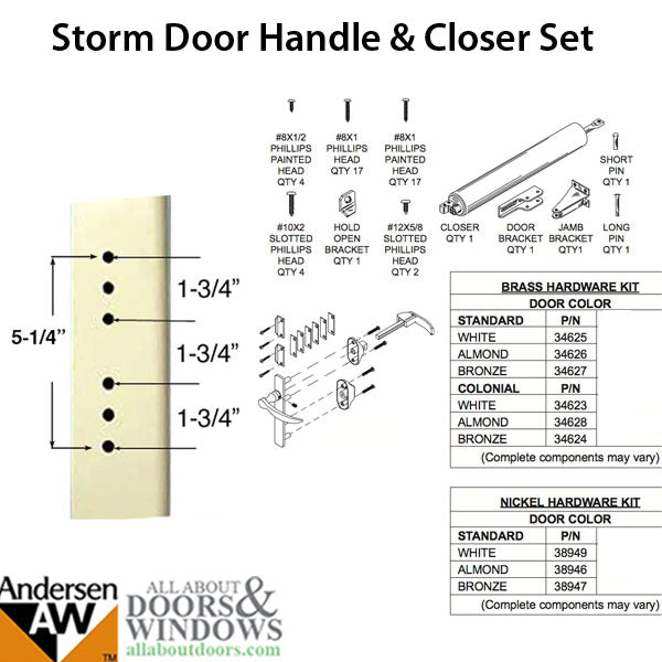 Andersen/ Emco Storm Door Hardware Kit - Brass Exterior, Bla