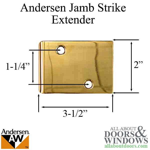 Andersen Jamb Strike Extender, 3-1/2" - Bright Brass