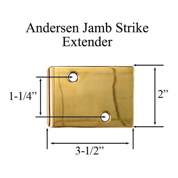 Andersen Jamb Strike Extender, 3-1/2" - Bright Brass
