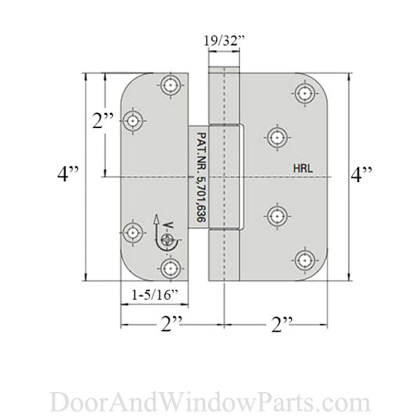 Adjustable 4 x 4 Set (V) Hinge