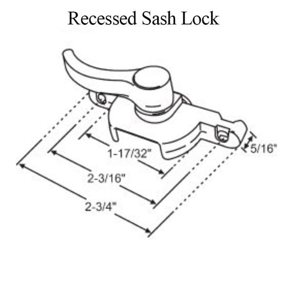 Recessed Sash Lock, 2-3/16" Atrium, Left Hand