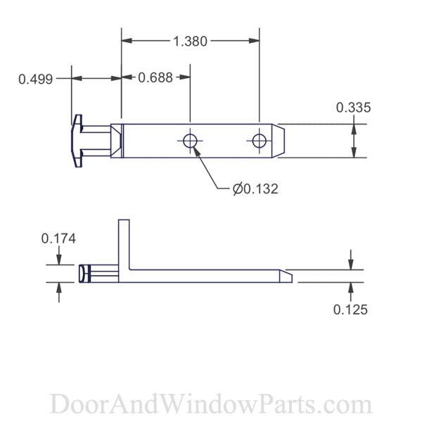 Pivot Bar, 2-1/8", 2 hole L-Shaped T-head