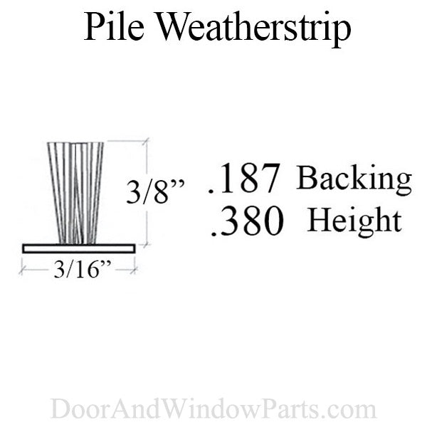 Pile Weatherstrip with Fin .187 backing x .380 pile, T-Slot Seal Slide-in type - Gray