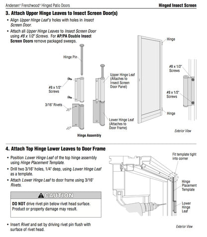 Andersen Leaf Hinges Upper and Lower Hinged Screen Door White