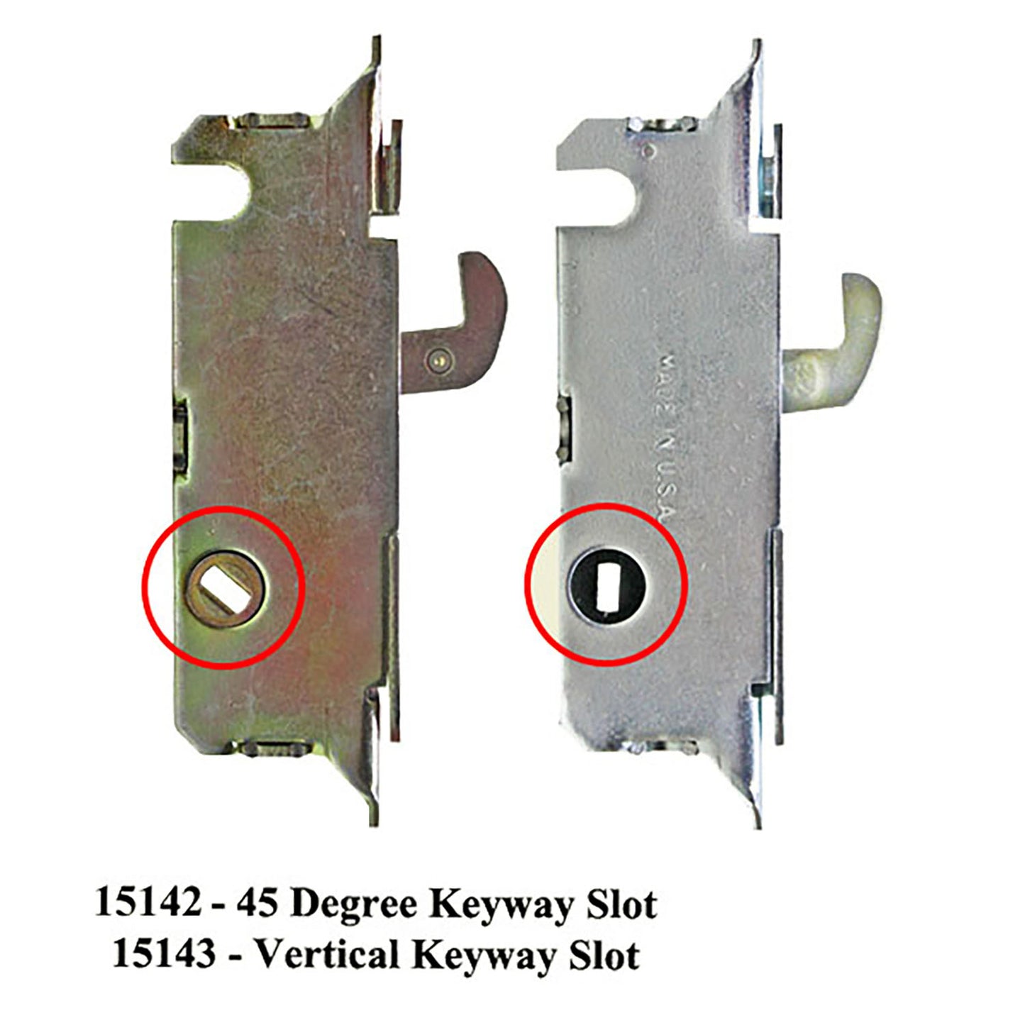 Mortise Lock, 45 degree Slot Wood & Vinyl Patio Doors, W & F Style -Stainless Steel