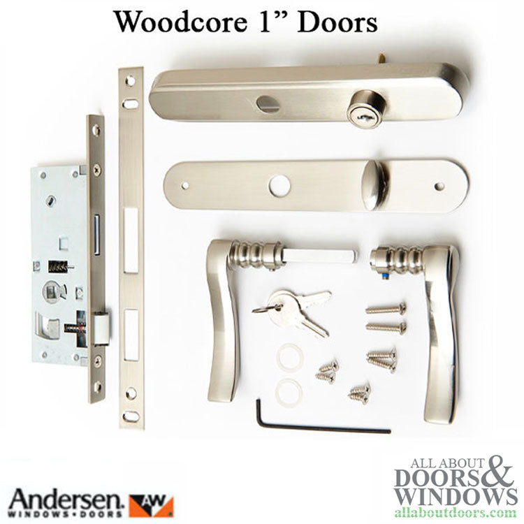Blemished Andersen Traditional Storm Door Handleset for Woodcore Doors - Satin Nickel