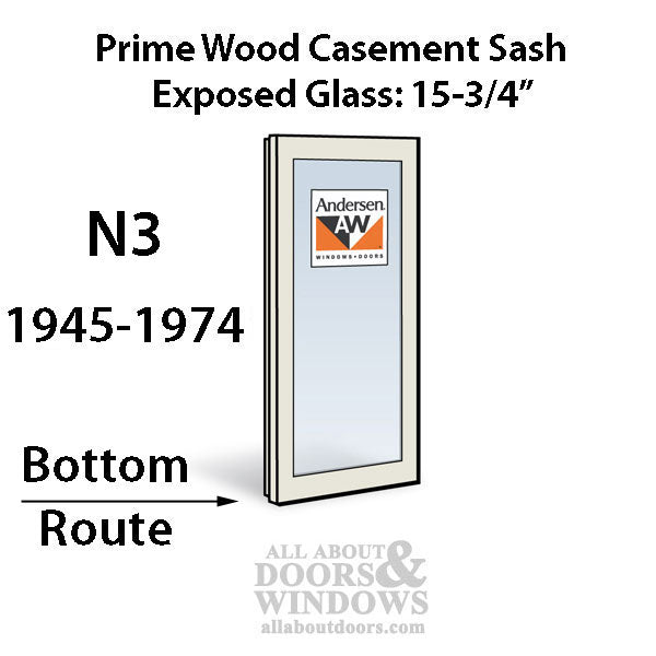 Andersen Primed Casement N3 Routed Dual Pane Sash, 1945-1974