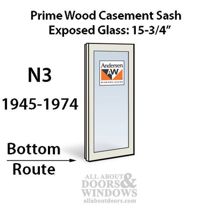 Andersen Primed Casement N3 Routed Dual Pane Sash, 1945-1974