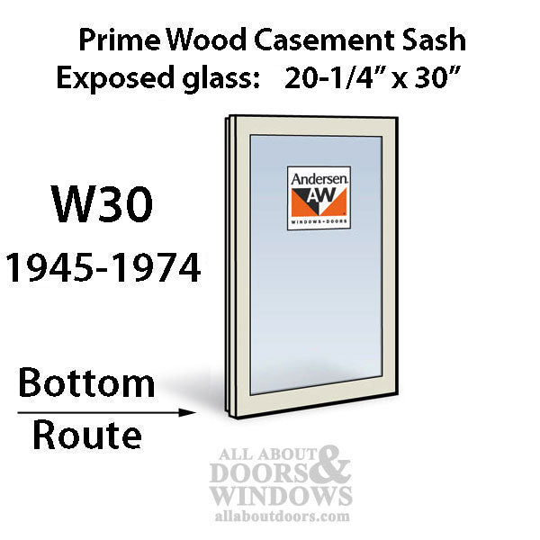 Andersen Dual Pane Sash, W30 Routed Primed Casement 1945 -19