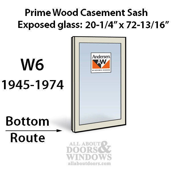 Andersen Dual Pane Sash, W6 Routed Primed Casement 1945-1974