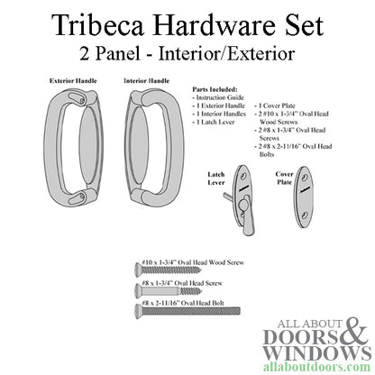 Andersen 2 Panel Gliding Door Tribeca Interior/Exterior Hardware Set - White