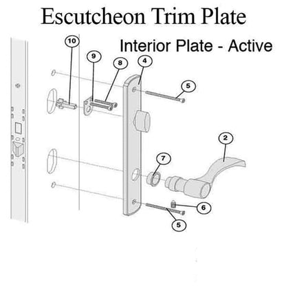 Newbury Escutcheon Trim Plate, Active Interior Panel, Andersen Hinged Door - Antique Brass