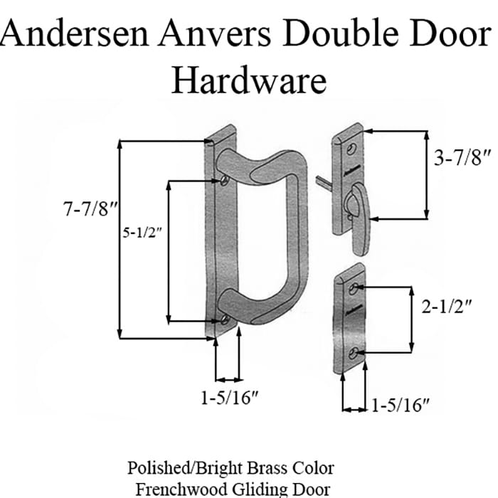 Andersen Frenchwood Gliding Door Trim Anvers 4 Panel Interior & Exterior - Polished Brass