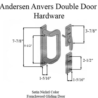Andersen Frenchwood Gliding Door Trim Hardware, Anvers 4 Panel Interior and Exterior - Satin Nickel